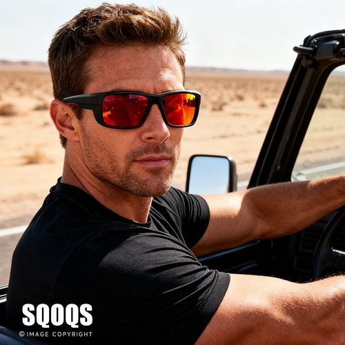 SQOQS 3Pack Polarized Sports Sunglasses for Men, Wrap Around Frame UV400 Goggles Sun Glasses for Cycling Fishing Driving