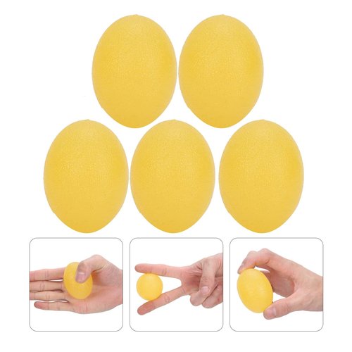 Sonew 5pcs Silicone Grip Ball Egg-shaped Wrist Exercise Massage Ball Fitness Rehabilitation Grip Ball (Yellow 15 Hardness)
