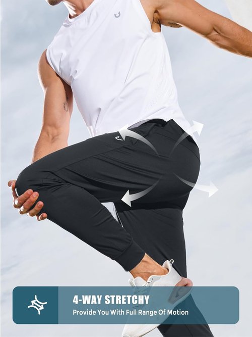 NORTHYARD Men's Joggers - Lightweight Athletic Pants with Zipper Pockets for Running & Workouts