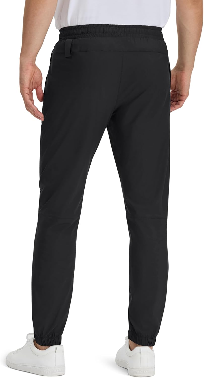 Skiennix Men's Casual Tapered Joggers - Lightweight Quick-Dry Athletic Pants with Zipper Pockets