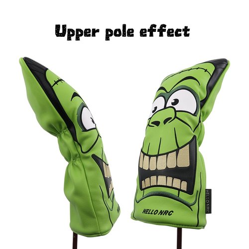 HELLO NRC Golf Club Head Covers with Golf Cleaning Towel, Funny Driver Headcover for Fairway Woods, Waterproof Frankenstein Print, 460cc Premium PU Leather, 15.75 x 23.62 Microfiber Magnetic Towel