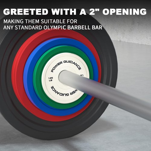 POWER GUIDANCE Change Plates Fractional Weight Plates, 2" Rubber Plates with Color Coded, Olympic Bumper Plates for Starting Strength Progressive Overload Training (20LB-2X10)