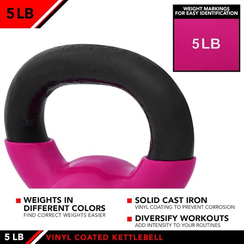 JFIT Kettlebell Weights - Durable Vinyl Coated Iron for Enhanced Strength Training | 10 lbs