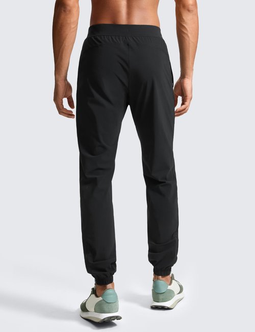 CRZ YOGA Athletic Joggers for Men 31" - Lightweight Running Training Pants with Zip Pockets and Ankle Zippers Black Large