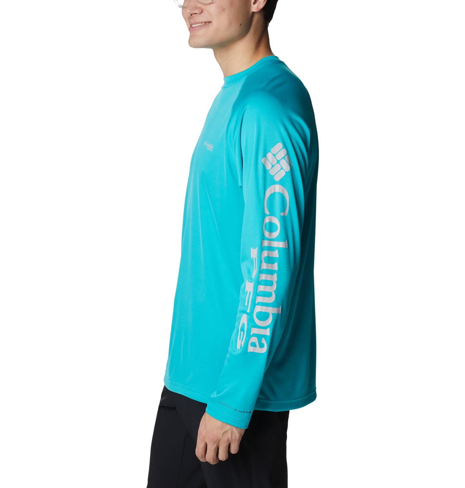 Columbia Men's Terminal Tackle Long Sleeve Shirt, Turquoise/Cool Grey Logo, 4X Big