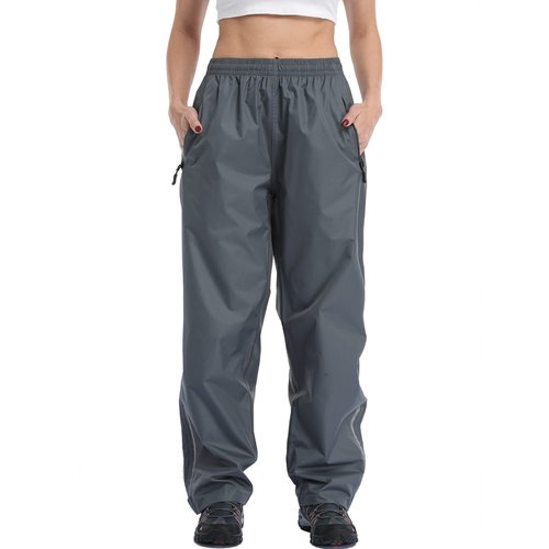 Ourcan Over Pants Rain Pants Women Waterproof Pants Lightweight Breathable Hiking Cycling Outdoor with Pocket Gray