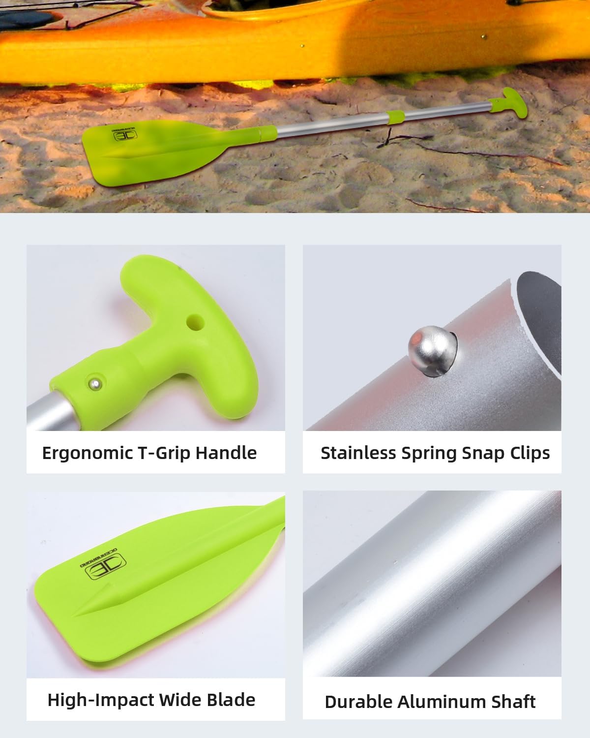 OCEANBROAD Telescoping Emergency Paddle - Adjustable 21''-42'' or 26''-54'' Aluminium Shaft for Kayaking & Canoeing