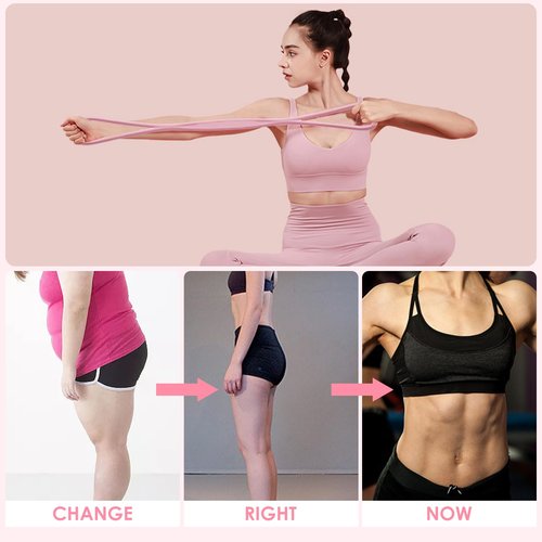 Adorila 2 Pack Figure 8 Resistance Bands with Handles, Silicone Exercise Bands for Women, Elastic Rope Stretch Fitness Band for Arm, Back, Chest, Shoulder, Legs (15LB Pink, 25LB Purple)