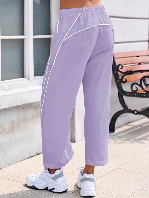 Fisoew Women's Baggy Wide Leg Pants - Casual Elastic Waist with Pockets | Perfect for Hiking & Workouts