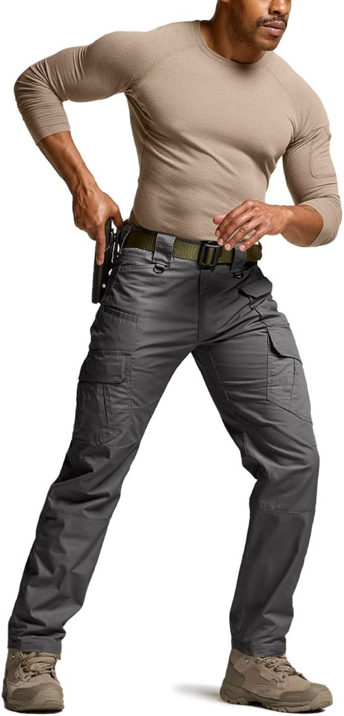 CQR Men's Tactical Pants - Lightweight Water-Resistant Ripstop Cargo for EDC & Hiking