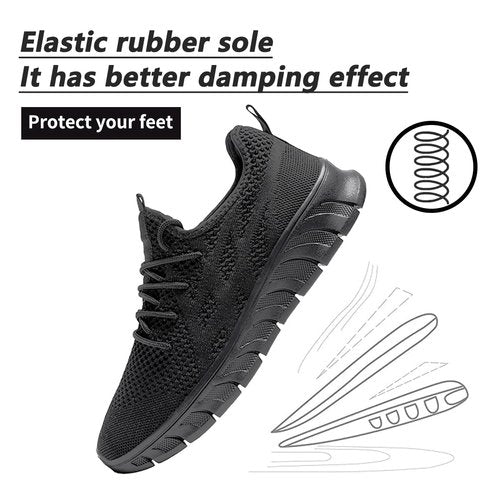 DLWKIPV Men's Running Shoes for Road & Gym – Lightweight Walking Sneakers with Breathable Mesh and All-Day Comfort Black US 12