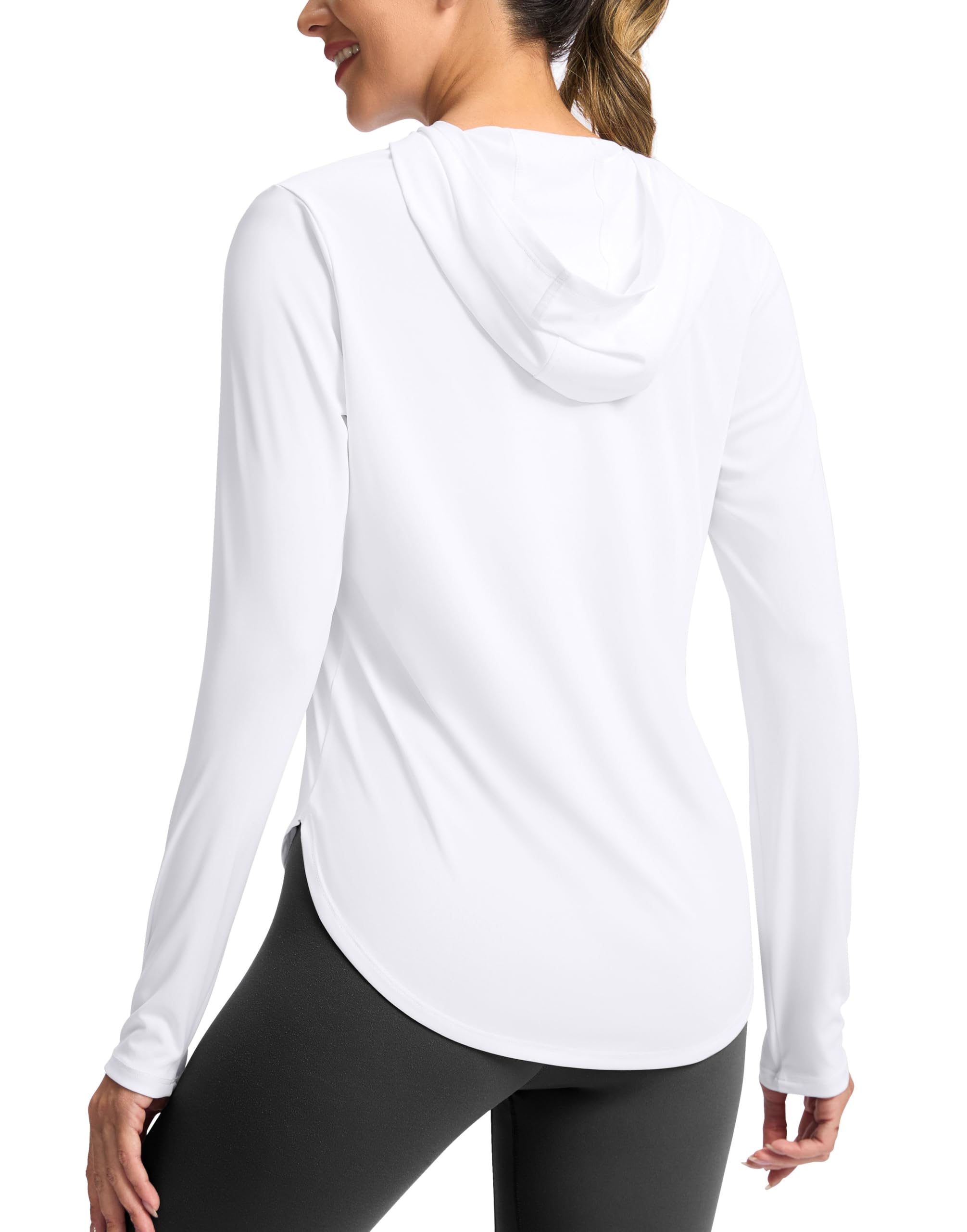 G Gradual Women's UPF 50+ Sun Shirt with Hoodie Long Sleeve UV Protection Shirts Lightweight Hiking Fishing Shirts for Women(White,XL)