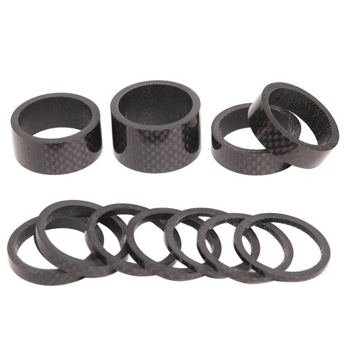 BUCKLOS Bicycle Spacers 11 Pieces Fit 28.6mm Bicycle Threadless Front Fork Stem,2 3 5 10 15 20mm Carbon Fiber Washers Shiny