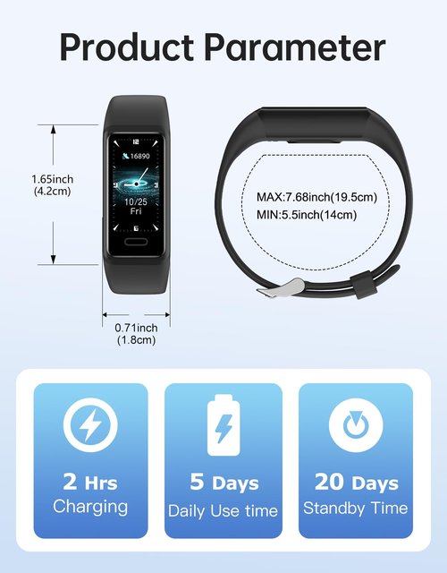 Fitness Tracker Watch, Activity Monitor with Heart Rate, Sleep Tracking, Calorie Counter, IP68 Waterproof, Pedometer