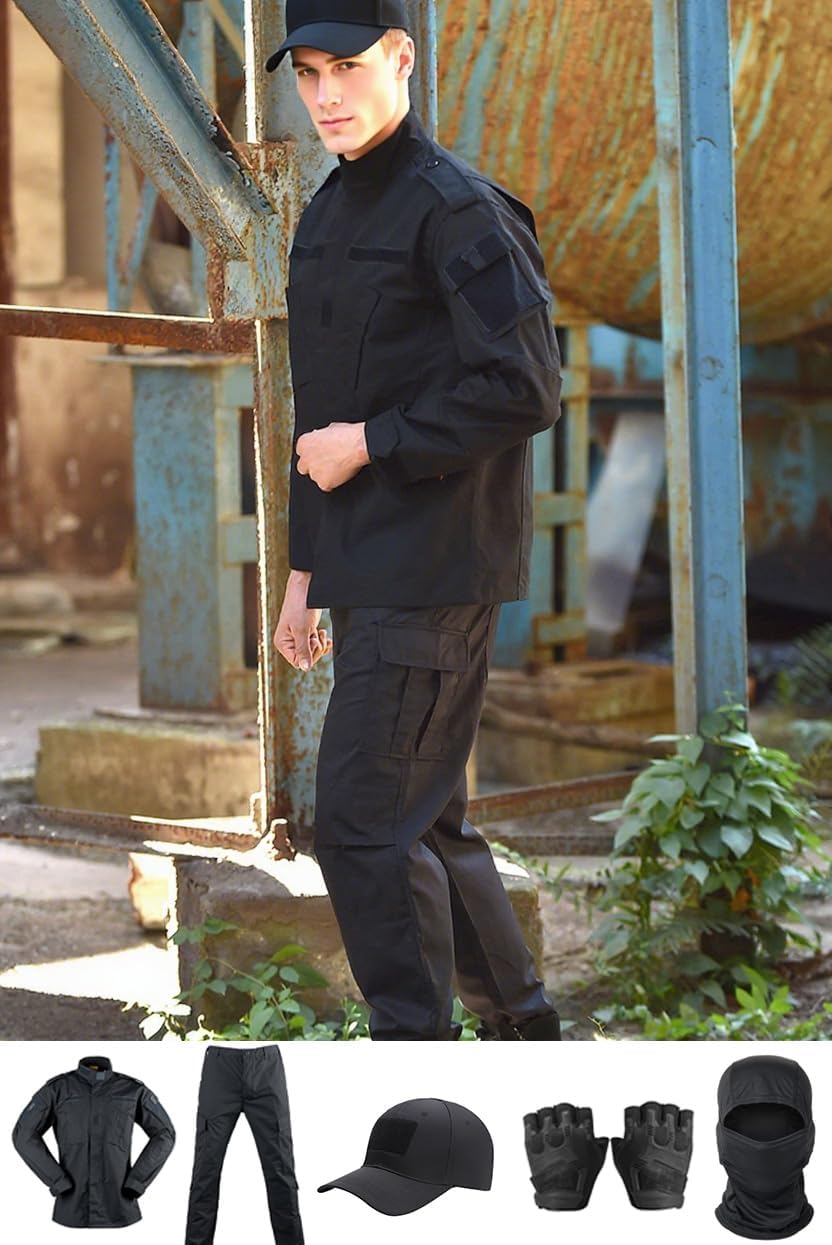 Skiennix Tactical Uniform Set - Combat Pants, Shirt, Cap, Balaclava & Gloves | Camo Military Gear