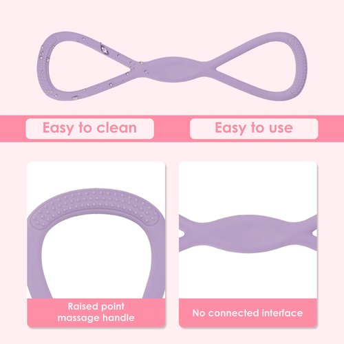 Adorila 2 Pack Figure 8 Resistance Bands with Handles, Silicone Exercise Bands for Women, Elastic Rope Stretch Fitness Band for Arm, Back, Chest, Shoulder, Legs (15LB Pink, 25LB Purple)