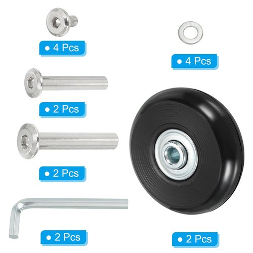 PATIKIL 54x18mm Luggage Suitcase Replacement Wheels, Set of 2 PU Swivel Caster Wheels Repair Kit with Screws and Washers for Trolley Box