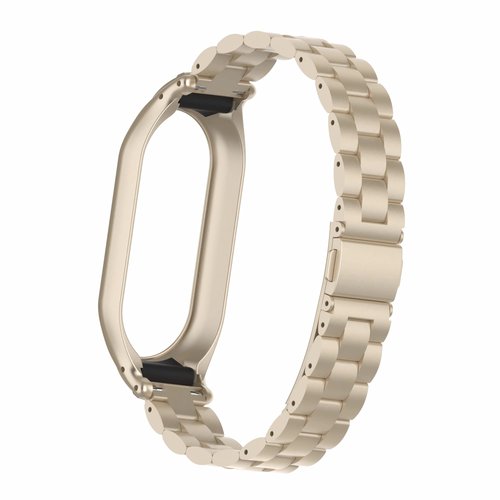 Frayollora Stainless Steel Watch Band Compatible with Xiaomi Mi Band 8, Modern Design, Starlight Color, 21mm Width, Waterproof, Lightweight, Casual Occasion, Tang Buckle Closure