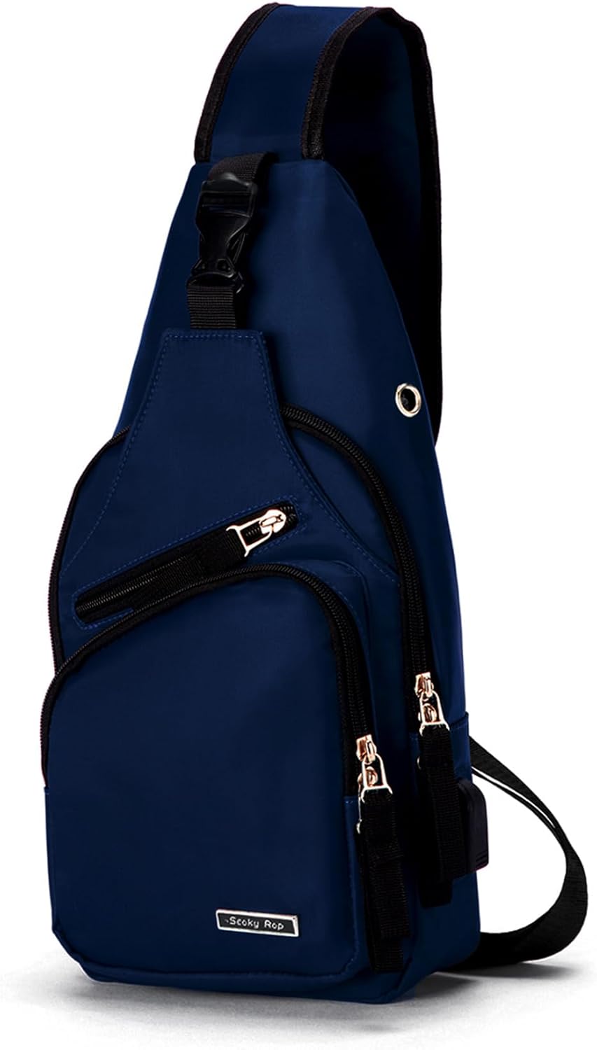 Seoky Rop Sling Backpack - Water-Resistant Nylon Crossbody Bag with USB Charging Port | Unisex Design