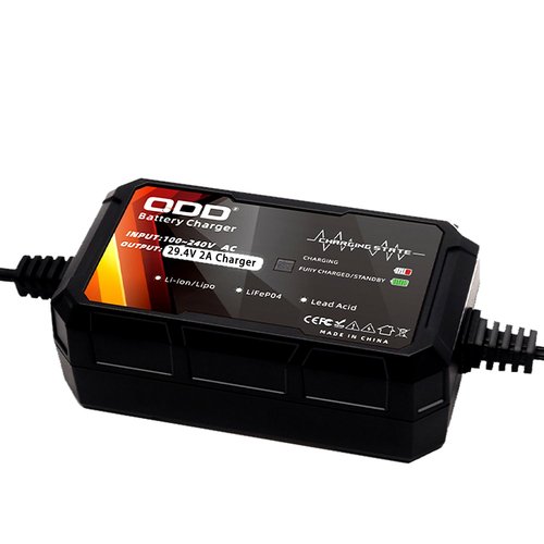 QDD 29.4V 2A Charger for 7S 25.9V Lithium Battery Pack with DC 5.5x2.1mm and Connection Interface Conversion 3P-XLR/ 3P-GX16/1-Prong RCA/DC 5.5x2.5mm