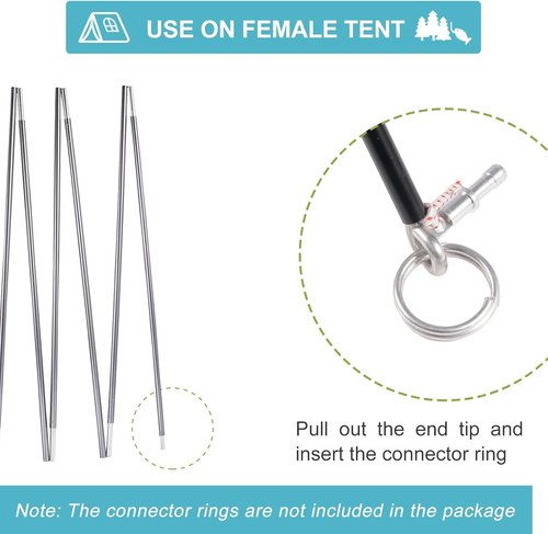 7001 Aluminum Alloy Tent Poles Replacement - Lightweight Preassembled Rods in Gray