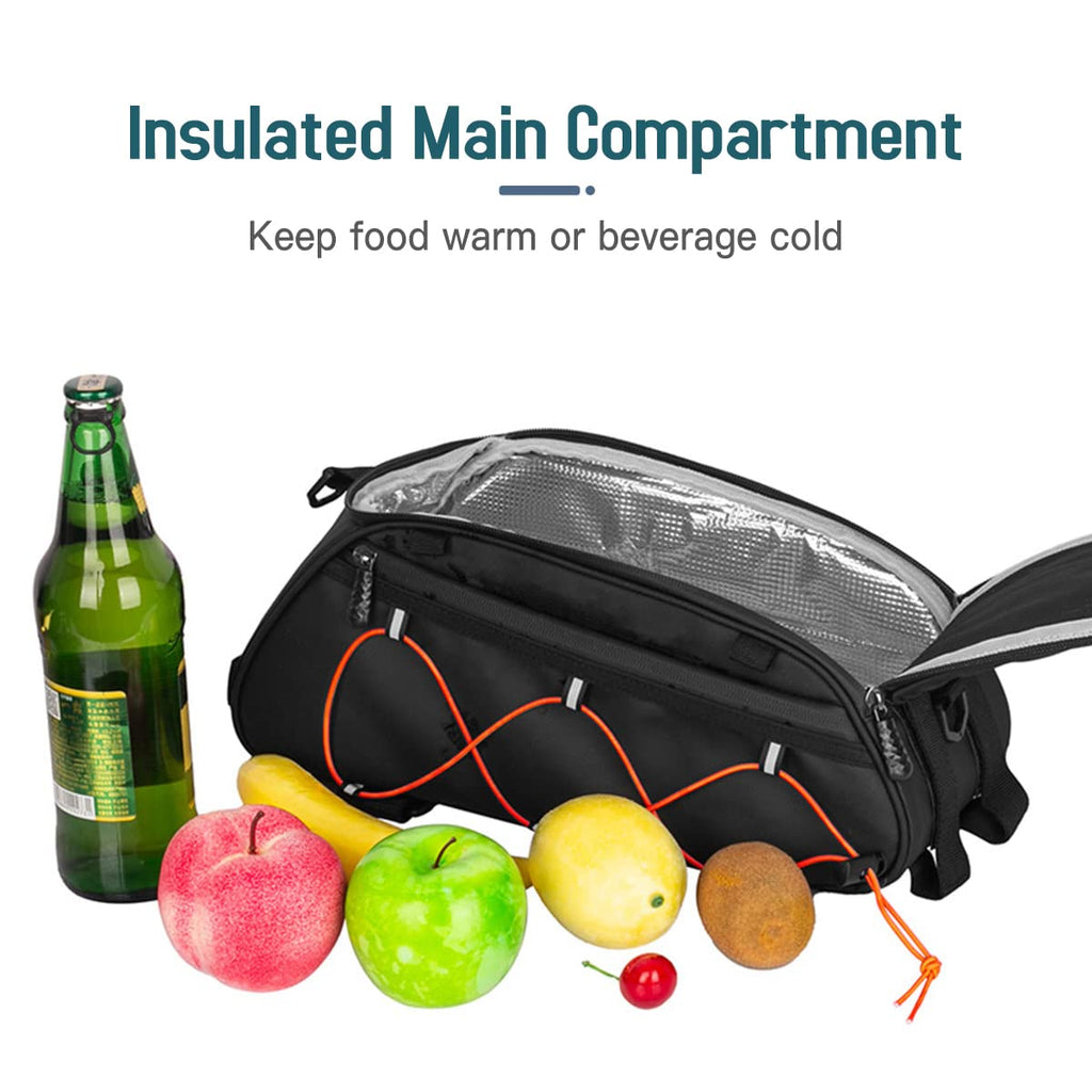 YIWENG Bicycle bag, 3-in-1 Bike Rack Bag Trunk Bag Waterproof Bicycle Rear Seat Bag Cooler Bag with 2 Side Hanging Bags Cycling Cargo Luggage Bag Pannier Shoulder Bag