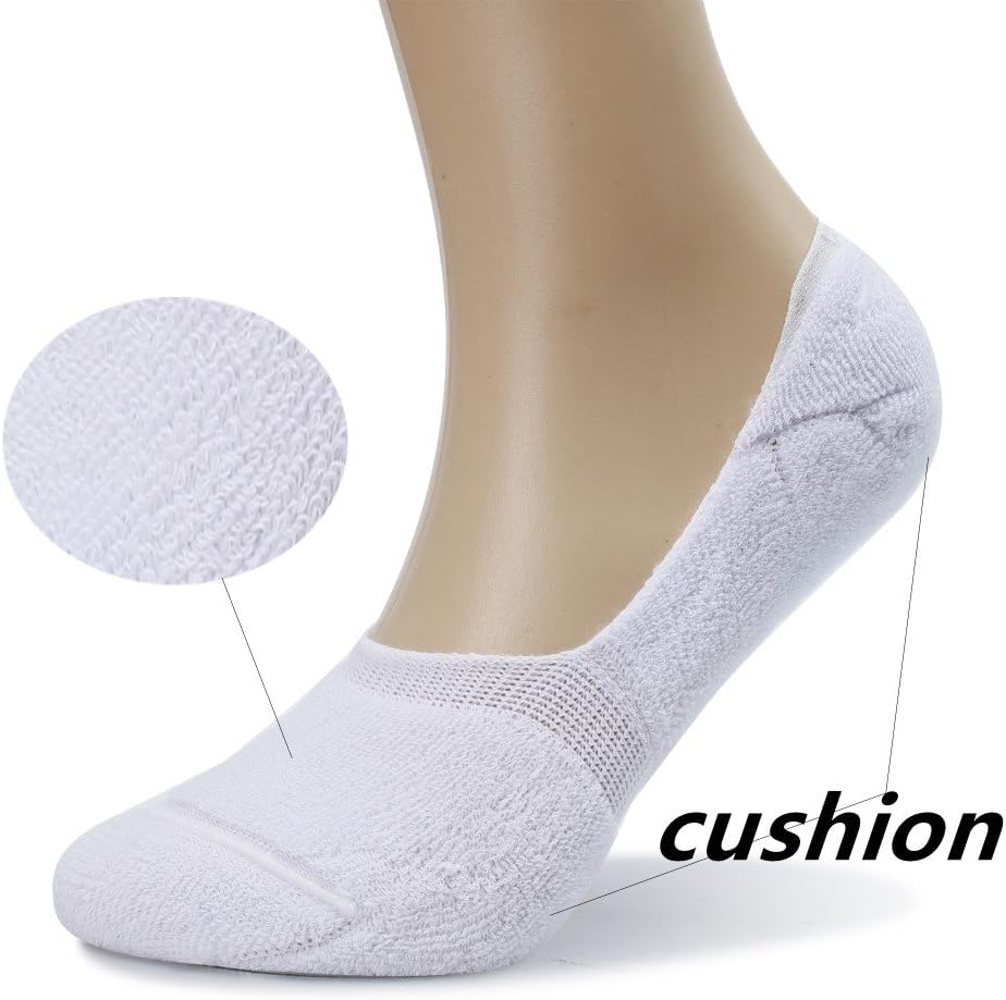 Pareberry Women's Non-Slip Boat Liner Socks - Thick Cushion Cotton, Casual Low Cut | 5/10 Pack