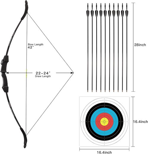 LWANO Bow and Arrow Set - Beginner Archery Gift for Kids | 10 Arrows & 5 Target Faces, Ideal for All Handedness