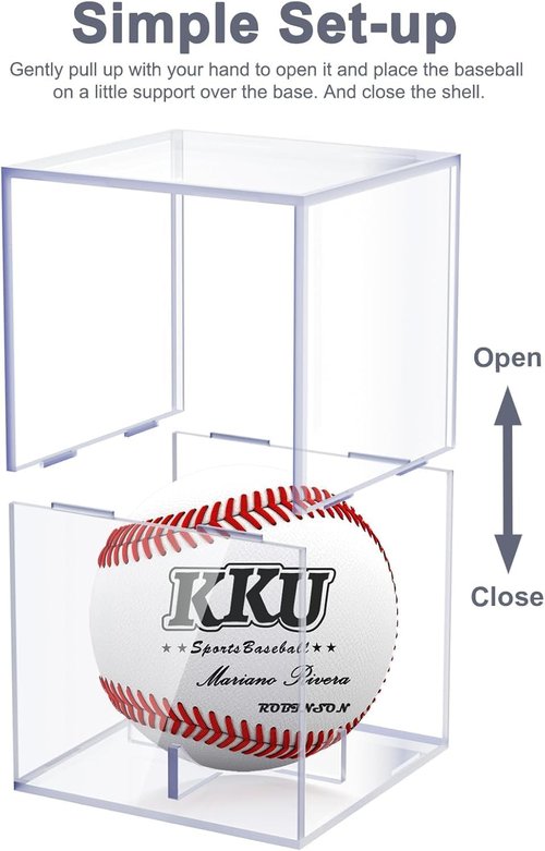 KKU Baseball Display Case - UV Protected Acrylic Holder for Official Size Balls | 2 Pack