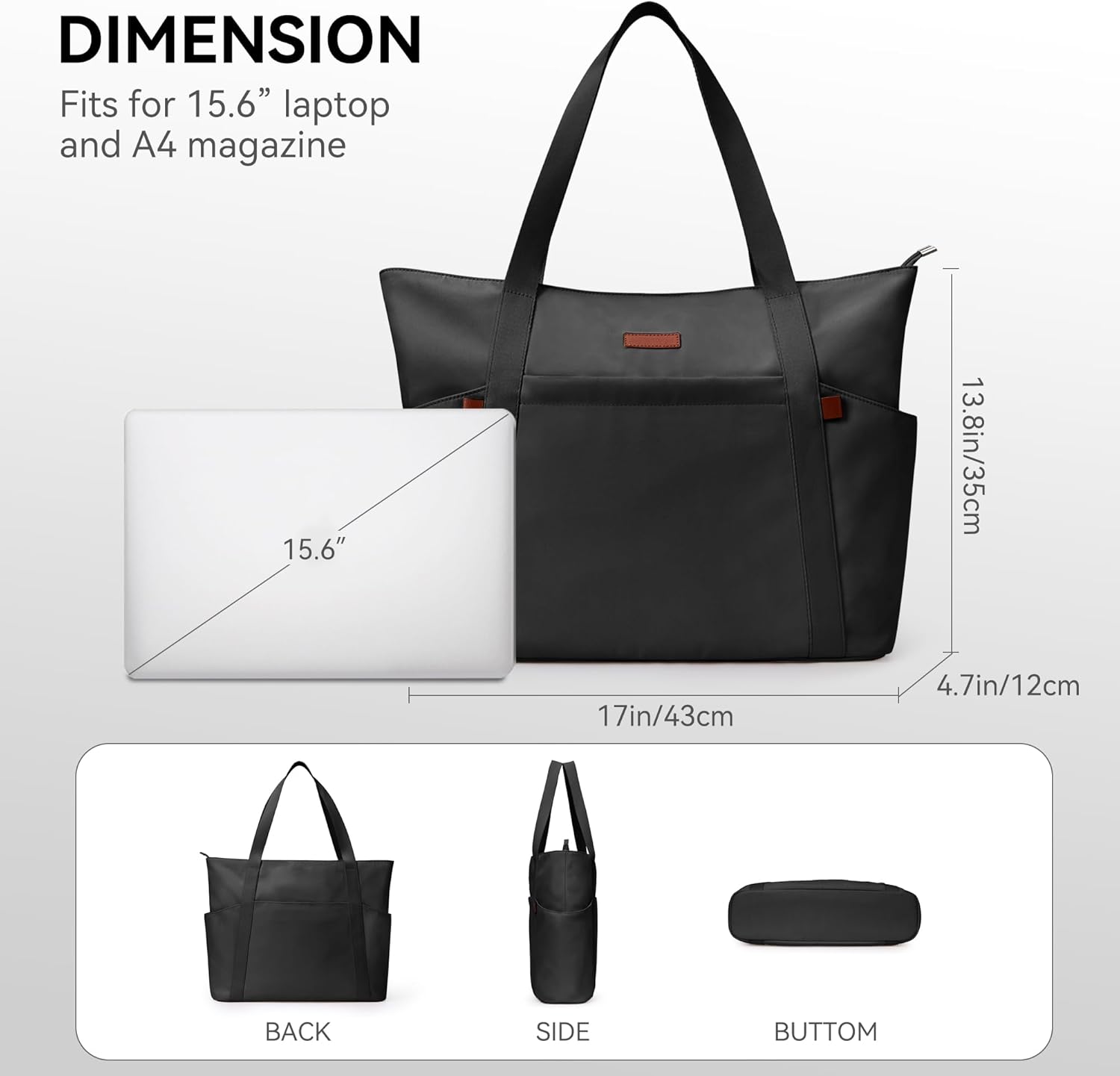 Skiennix Tote Bag - Large Capacity Waterproof Hobo Handbag with Multi-Pockets for Travel & Gym