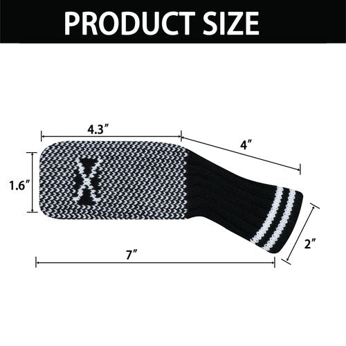 LeFeng 10 Pieces 4-9/A/P/S/X Knitted Golf Iron Head Covers Set Lightweight and Durable Material Multiple Patterns Golf Club Head Covers (Black Scale)