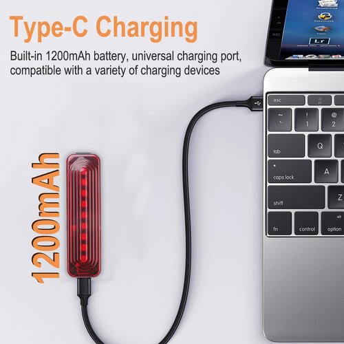 BORUIT Bike Tail Light, Bright 5 Modes Rear Bike Lights, USB C Rechargeable, IP65 Waterproof, Safety Bicycle Lights for Night Riding, Road Mountain