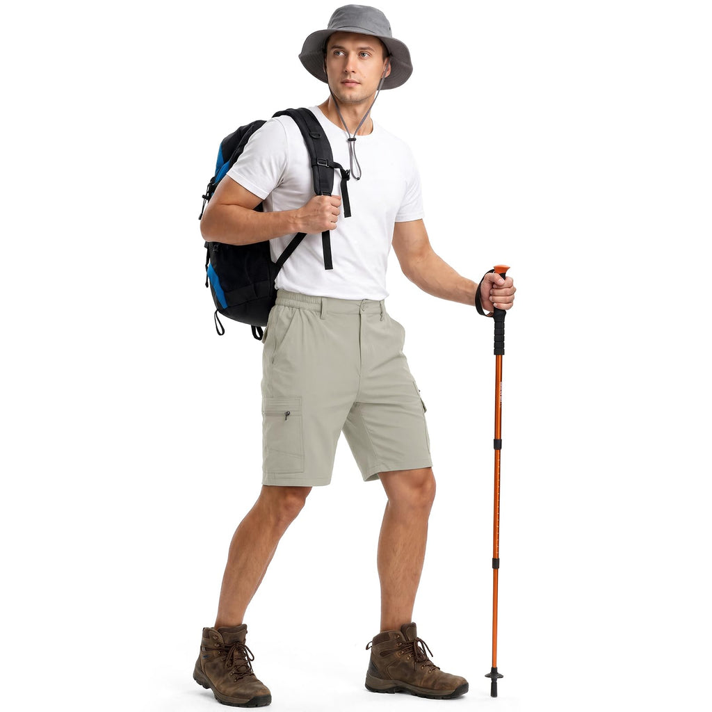 Jessie Kidden Mens Outdoor Casual Expandable Waist Lightweight Water Resistant Quick Dry Fishing Hiking Shorts (6222 Grey Green 30)