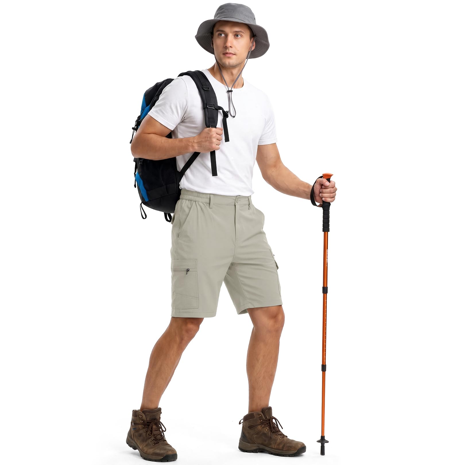 Jessie Kidden Mens Outdoor Casual Expandable Waist Lightweight Water Resistant Quick Dry Fishing Hiking Shorts (6222 Grey Green 30)
