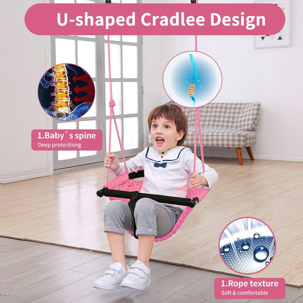 Skiennix 2-in-1 Toddler Swing - Adjustable Heavy-Duty Seat for Indoor/Outdoor Use | Pink