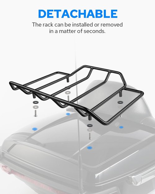 Benlari Black Air Wing Tour Pack | Motorcycle Trunk Rack for Harley Touring Models 1984-2024