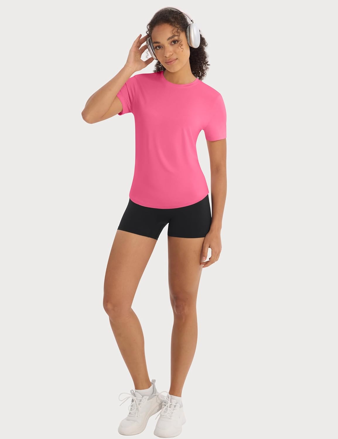Skiennix 5 Pack Workout Tops for Women - Crew Neck Dry Fit Athletic T-Shirts for Gym & Yoga