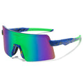 OMEKOL Polarized Sports Sunglasses Cycling Glasses UV400 Mountain Bike Goggles MTB Riding Bicycle Eyewear Men Women Baseball Running Fishing Golf Outdoor - Blue Frame with Yellow Dots/Blue Lens