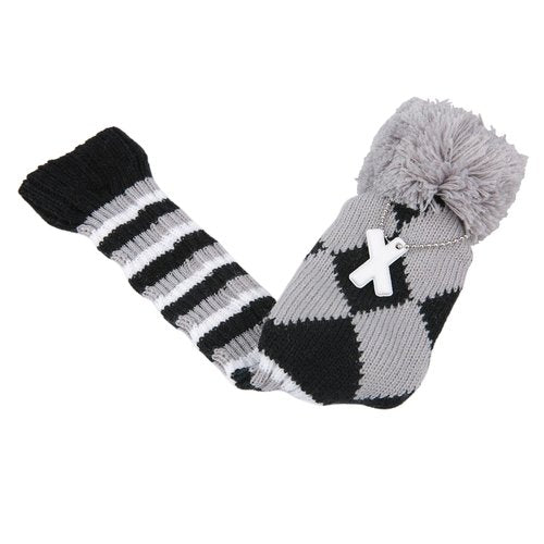 Knit Pom Pom Golf Club Hybrid Head Cover Utility Cover UT Cover (Grey)