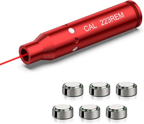 EZshoot Bore Sight Laser - Precision Red Laser Boresighter for 9mm, .223, .30-06, & More | Extra Batteries Included