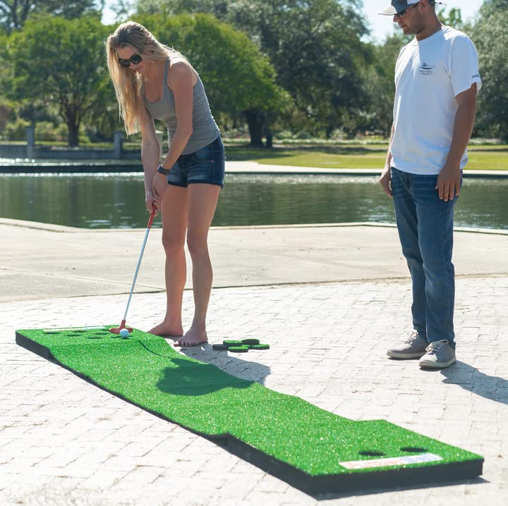PutterBall Original Golf Putting Game Set - 12ft Backyard Green with 2 Putters & Balls