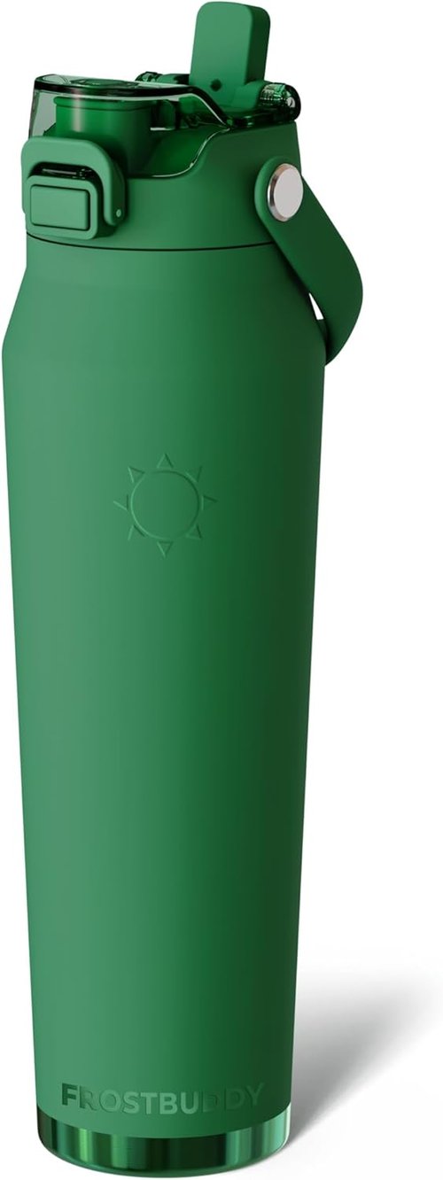 Frost Buddy 32oz Insulated Water Bottle - Leak-Proof Stainless Steel with Straw & Chug Lid | 24-Hour Cold Retention, Cup Holder Friendly