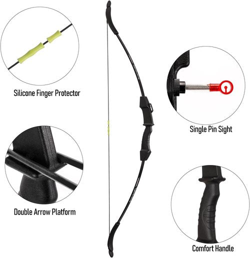 LWANO Bow and Arrow Set - Beginner Archery Gift for Kids | 10 Arrows & 5 Target Faces, Ideal for All Handedness