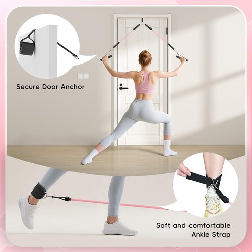 Lazolloa Pilates Bar Kit with Resistance Bands, Portable Pilates Bar for Home Gym Yoga & Full Body Workouts, Pilates Equipment for Women, Fitness Set for Strength Stretching Flexibility Training