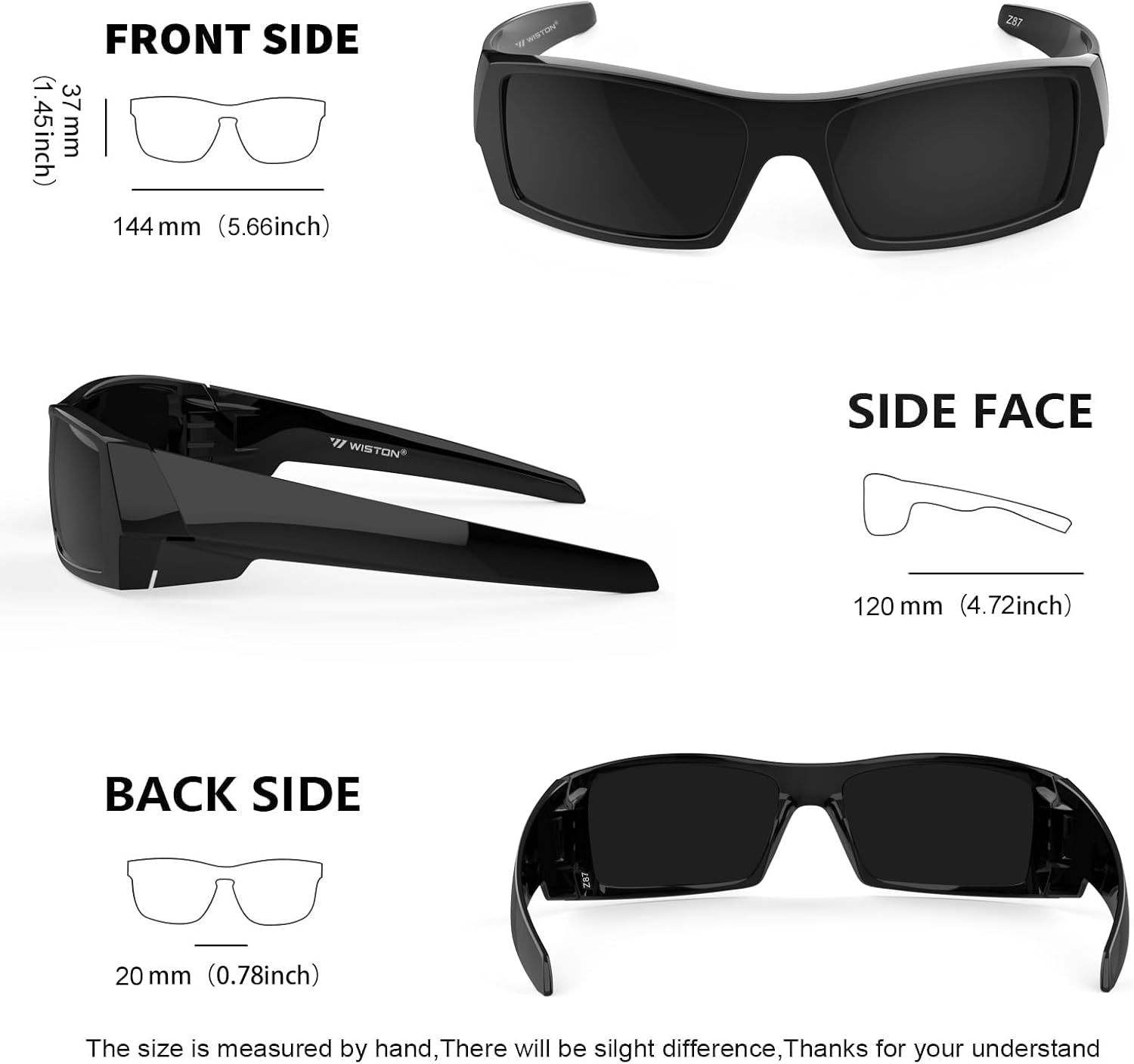 WISTON Z87 Sunglasses - UV400 Wrap-Around Safety Glasses for Men | Ideal for Sports & Work