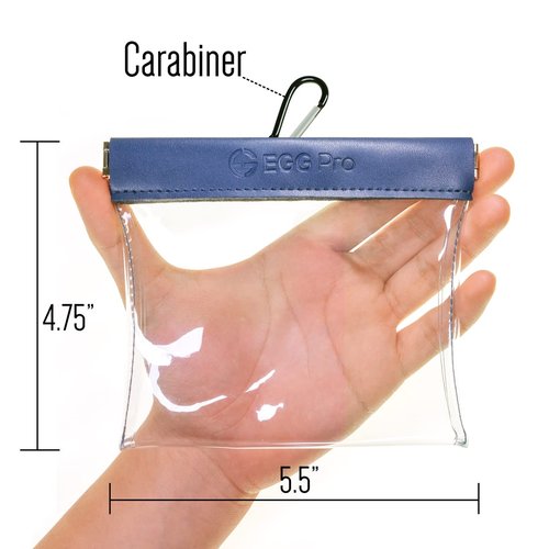 EGG PRO Golf Tees Pouch Bag with Hanger, Clear Transparent Wide Squeeze Top Bag Tee Holder, Store Golf Essentials and Valuables - Brown Color
