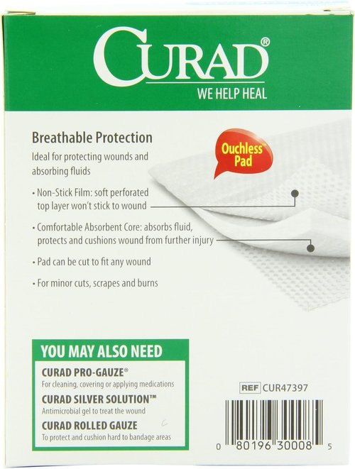 Curad Medium Non-Stick Pads 3 X 4 Inches,10 Count (Pack of 2)