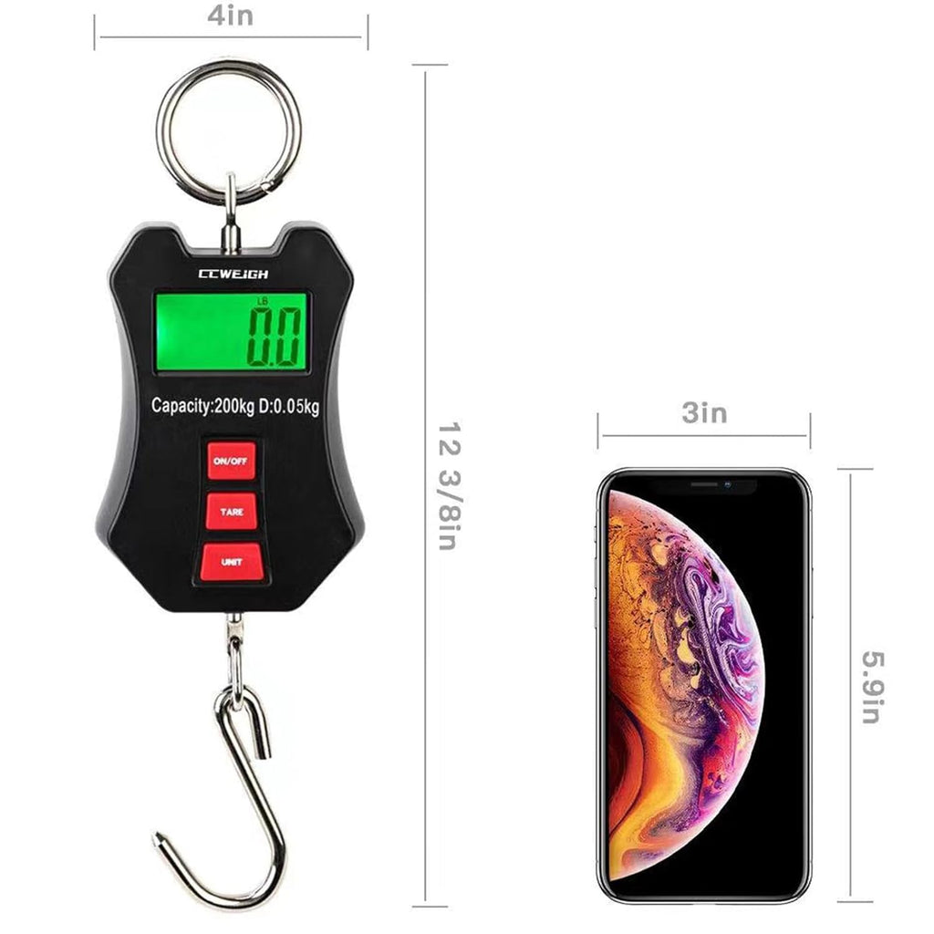 Regine Switzerland 440lb Digital Crane Scale - Compact LCD Hanging Scale for Garage, Farm & Fishing