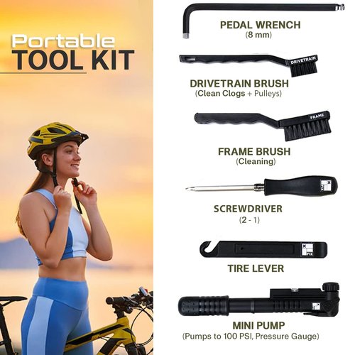 Fix Manufacturing Mountain Bike Repair Kit Portable | Featuring 16 Essential Tools | MTB Chain Breaker, Refillable Lube, Degreaser, Hex, Torx Wrenches, Tape Measure & More
