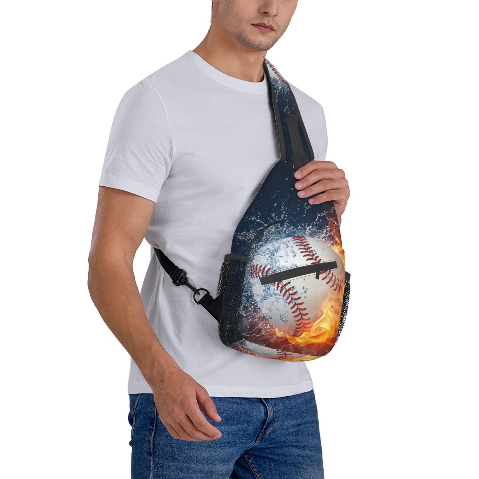 VOOHDDY Baseball Ball Cool Sling Bag For Men Women Travel Hiking Backpack Crossbody Shoulder Chest Bags Casual Daypack Sport